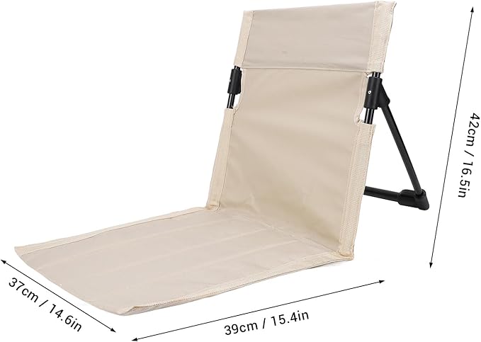 Yosoo Health Gear Portable Folding Floor Chair Adjustable Backrest Breathable 600D Oxford Fabric Lightweight for Beach Camping and Fishing (Khaki)