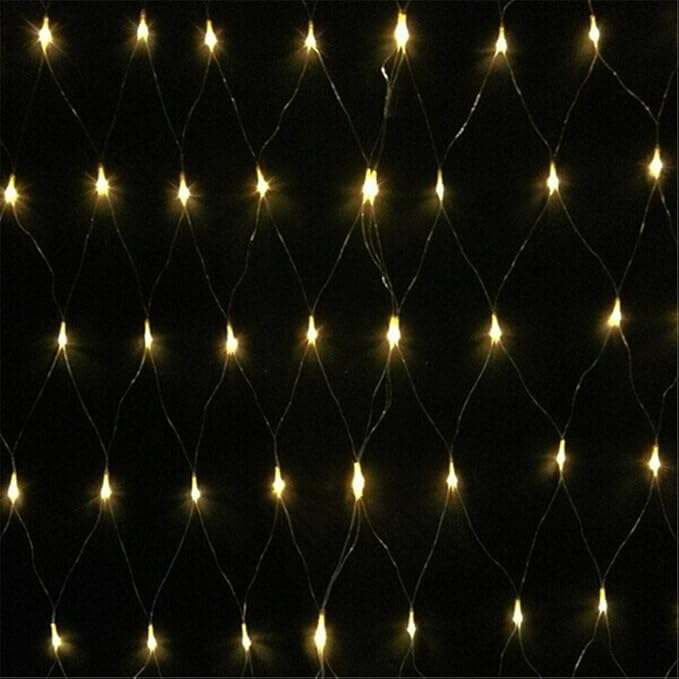 LED Net Mesh String Fairy Light Warm White 9.8ft x 6.6ft 204 LEDs 8 Modes LED Indoor Outdoor String Lights Waterproof Wedding Party Garden Room Christmas Holiday Decorative Light