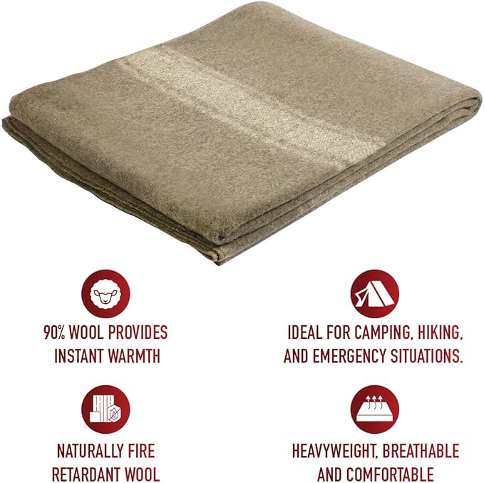 Rothco 22192 European Surplus Style Wool Blanket Size : 66 x 90