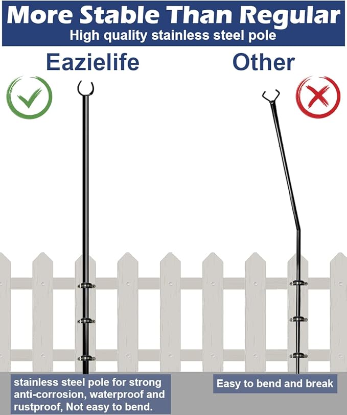 10FT String Light Poles for Outdoor Heavy Duty Metal Lighting Stand Pole for Deck Fence Railing Backyard Patio Holiday Wedding Party Decorations 2 Pack