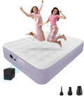Queen Size Air Mattress with Built in Pump 18'' Raised Blow Up Bed Inflatable Mattress for Camping &amp Travel 3-Minute Quick Inflation/DeflationThick Velvet Texture Waterproof18'' Purple