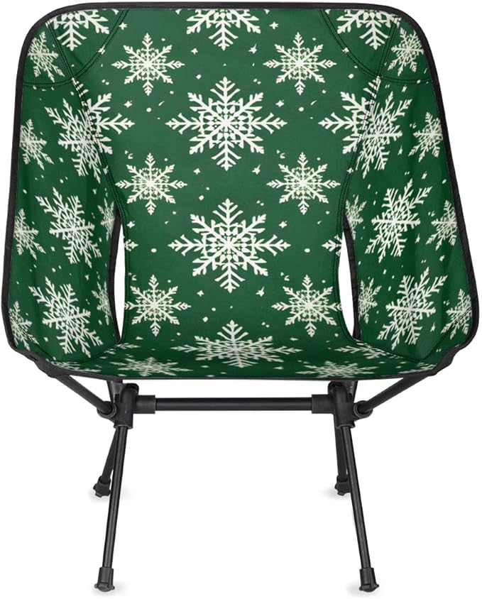 Portable Camping Chair Christmas Snowflakes Ultralight Folding Camping Chair Gothic Snowflakes Backpacking Hiking Chair with Cup Holder for Outdoor Travel Beach Picnic Festival 176 lbs Capacity