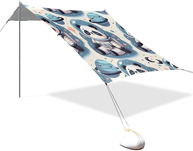 Sleeping Panda in Space Camping Sun Shelter Beach Tent Portable Beach Sun Shade Outdoor Canopy for Camping Trips Fishing Picnic