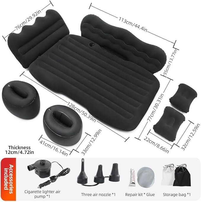 Car Air Mattress Compatible with Honda Prelude Hybrid 2026 12 V Pump Sleeping Pad with Headrest &amp Side Guards for Road Trips &amp Car CampingBeige