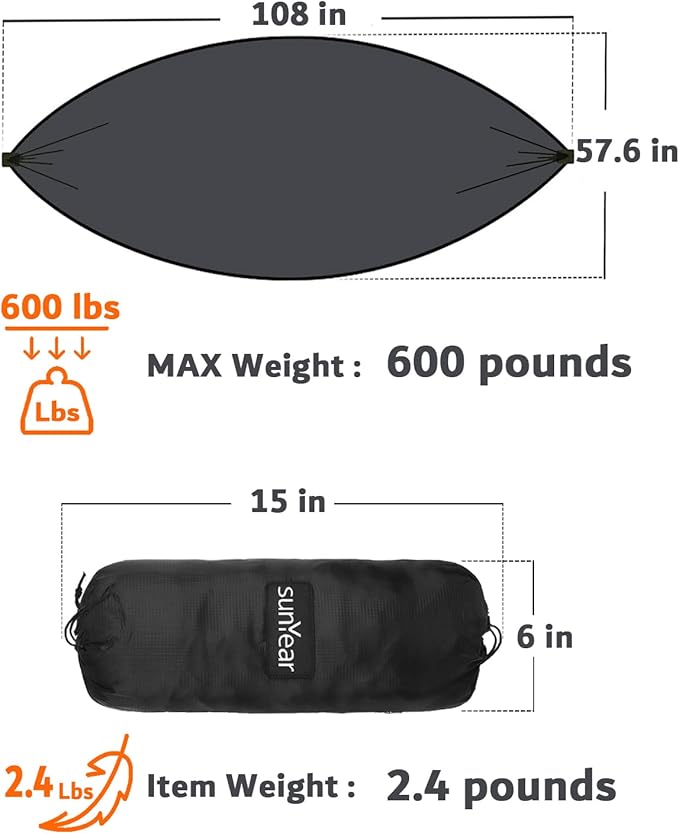 Sunyear Camping Hammock 4 Season Quilted Winter Hammock- Cozy and Durable Best for Cold Weather