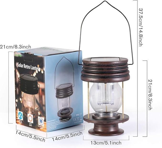 pearlstar Solar Lanterns Outdoor Waterproof 8.3” Solar Lights Outdoor Decorative Bright Outside Solar Table Lamp30 Lumen 2 Pack for Garden Patio Yard Backyard Pathway Porch Driveway (Warm White)
