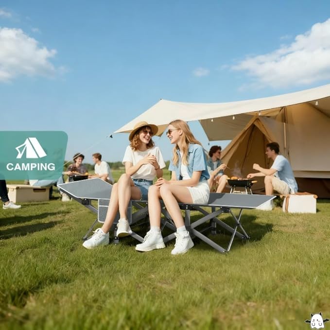 Camping Bed with a Load Capacity of 560-760lbs Foldable and Easy to Store Suitable for Teenagers Adults Travel courtyards terraces Camping. Optional Colors: Gray Black (No Mattress-Regular)
