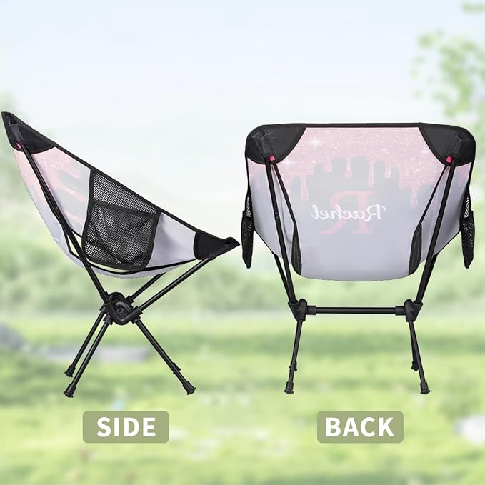 Custom Camping Chair with Name Personalized Portable Backpacking Chair Customized Lightweight Compact Folding Hiking Camp Chairs (Red)