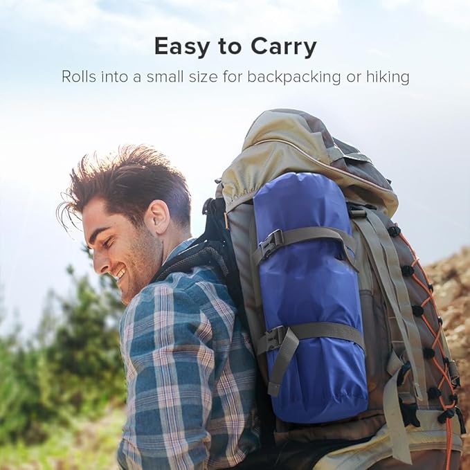 Sleeping Pad for Camping Extra Thickness 5.5 Inch Ultralight Inflatable Sleeping Mat with Pillow Built-in Foot Pump Compact Waterproof Camping air Mattress for Backpacking Hiking Traveling (Single)
