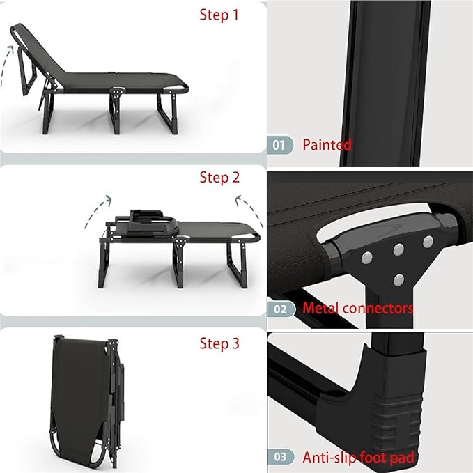 Folding Camping CotCamping Cot for Adults Adjustable 4-Position Adults Folding Bed with Pillow Sleeping Cots with Storage Bag 75cm Extra Wide Bed Surface Holds Up to 440 Lbs