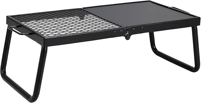 VEVOR Folding Campfire Grill Heavy Duty Steel Mesh Grate 22.4 Portable Camping Grates Over Fire Pit Camp Fire Cooking Equipment with Legs Carrying Bag Grilling Rack for Outdoor Open Flame Cooking