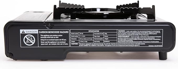8000 BTU Portable Gas Stove with Carrying Case for Camping Picnics Hiking Fishing BBQ CSA Listed BLACK
