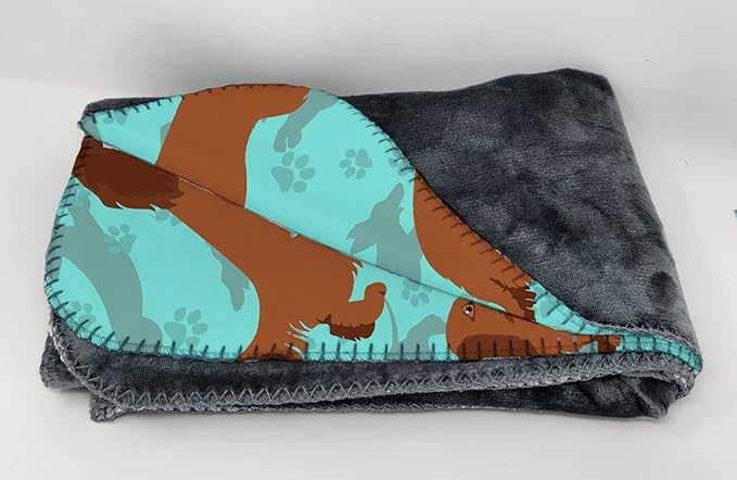 Caroline's Treasures MLM1012TBLT Longhaired Red Dachshund Soft Travel Blanket with Bag Airplane Blanket Indoor Outdoor Camping Blanket for Traveling Picnics Beach Trips Concerts