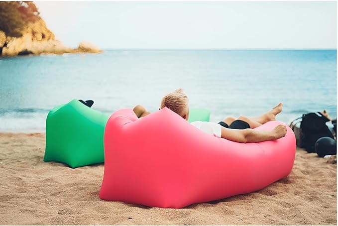 Inflatable Lounger Air Sofa Hammock Inflatable Couch for Camping Portable Waterproof Anti-Air Leaking Pouch Couch Air Chair for Outdoor Beach Hiking Picnics Music Festivals (Black)
