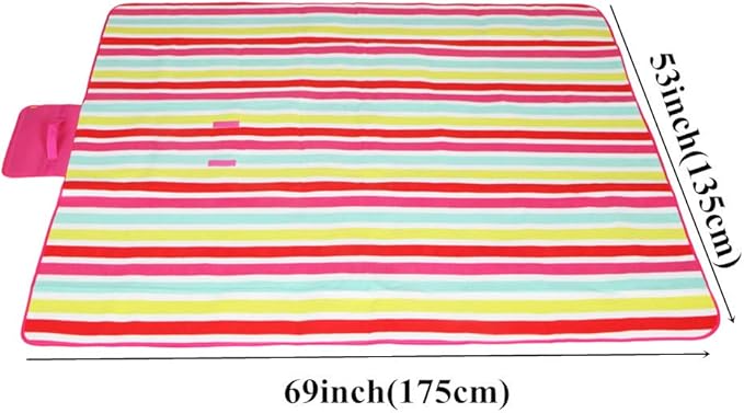 yodo Outdoor Picnic Blanket Water-Resistant for Camping Hiking FestivalsRose Stripe