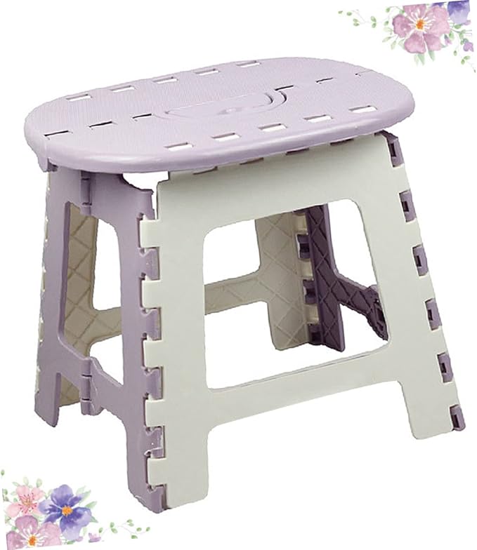 Portable Plastic Folding Chair for Home Office Sturdy Foot Stool Outdoor Camping