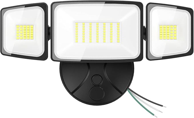 Onforu 75W Flood Lights Outdoor 7000LM Brightness Security Lights Switch Controlled 3 Adjustable Heads IP65 Waterproof 6500K Wall Mount Exterior LED Flood Light