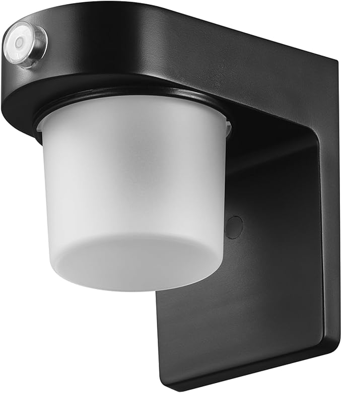 GLOBE Electric 19W Black Patio Light 1000 Lumens Hardwired Automatic Dusk to Dawn Outdoor Integrated LED Flood Light Security Light Spotlight Outside House Lights