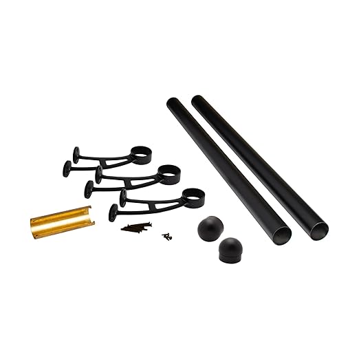 Outwater 2 Diameter x 6 Feet Long Stainless Steel Bar Mount Foot Rail Kit – Matte Black Finish with Domed End Caps