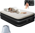 Outvita 18in Queen Air Mattress with Built-in Pump Foam Topper Inflatable Air Bed Quick Assembly Comfort Luxury Blow Up Sleeping Mat for Guests and Home Camping Travel 650lbs Weight Capacity