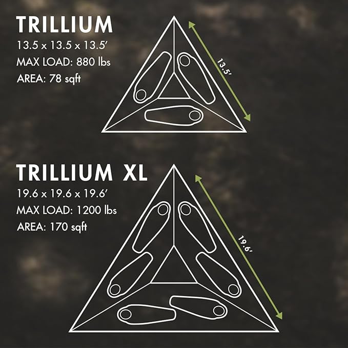 Tentsile Trillium Giant Hammock The Original Tree Tent Company 3 Adult Capacity Anti-Roll Central Hatch Ratches and Straps Included Designed in The UK (3 Person Fresh Green)