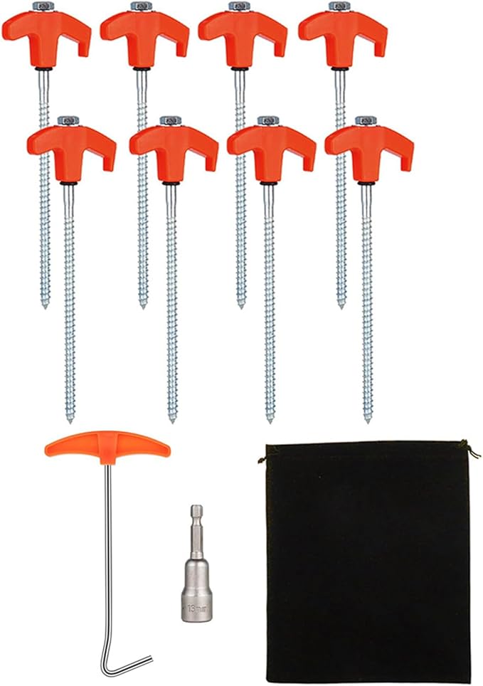 Camping Gear 8Pcs Outdoor Tent Peg with Hexagon Socket Long Screw Thread Stakes Screw Canopies Stakes for Canopies Campings Hiking
