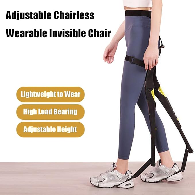 Portable Adjustable Wearable Invisible Chair Wearable Leg Ergonomics Lightweight Seat 5 Gear Heights Adjustable Bear up to 150kg(Red)