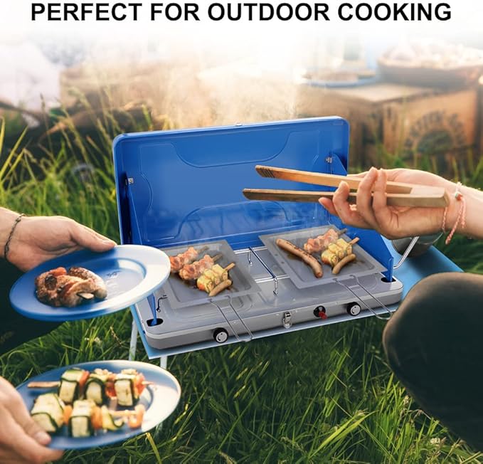 Camplux Propane Camping Stove 20000 BTU Camping Stoves 2 Burners with CSA Certification