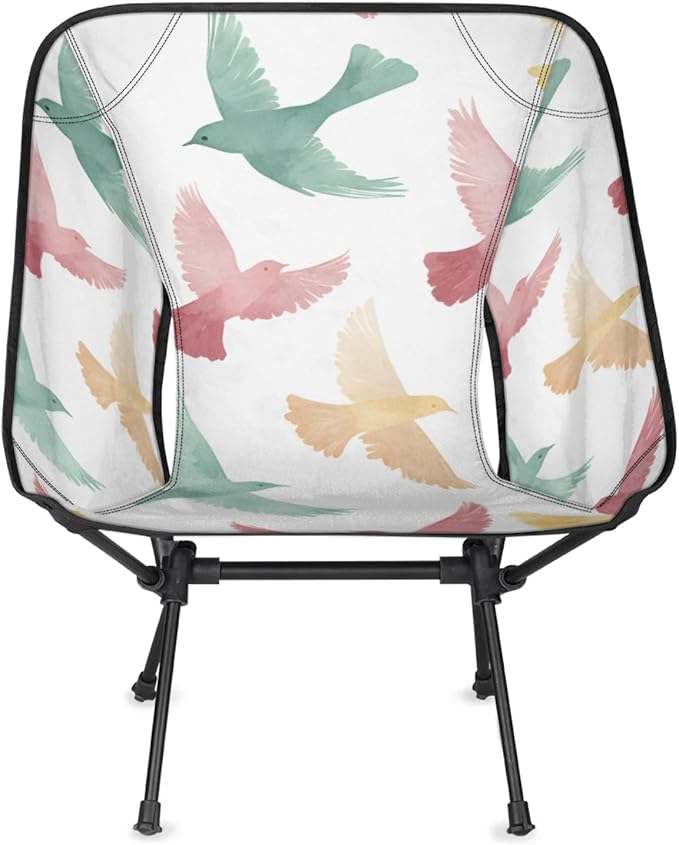 Honeybaby Folding Camping Chair Watercolor Pigeons Camping Chairs Lightweight Portable Chair Outdoor Foldable Chairs for Camping Travel Picnic Beach Hiking