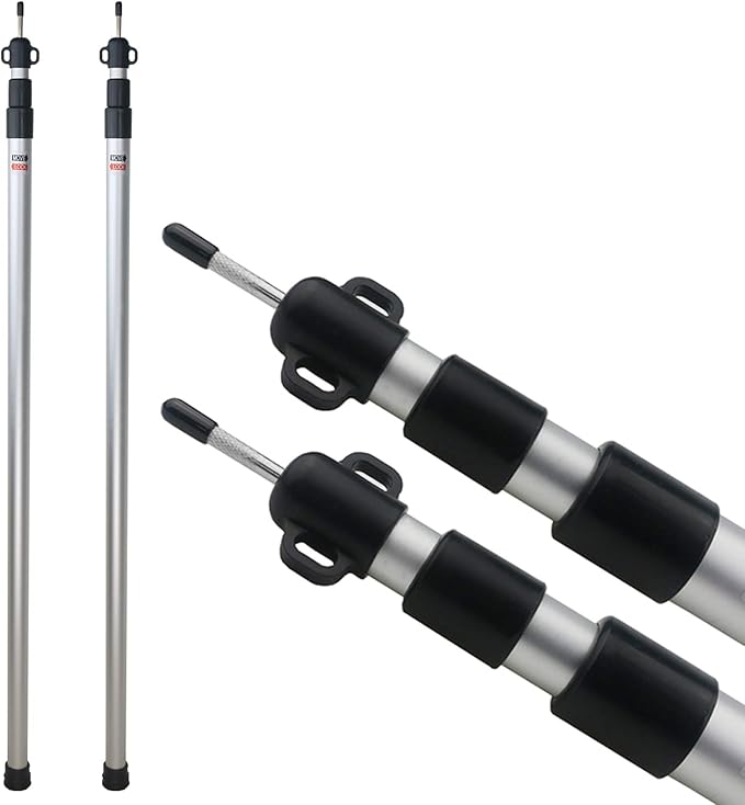 Sunnyglade 2 Pcs Adjustable Tarp Poles Silver  Telescoping Aluminum Rods Portable Awning Poles for CampingBackpackingHiking(Set of 2)