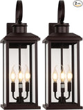 3-Light Large Outdoor Wall Light 2-Pack 24 Bronze Modern Extra Exterior Lighting Fixture Waterproof Porch Sconce Wall Mount Outside Lamp for Front Door Farmhouse