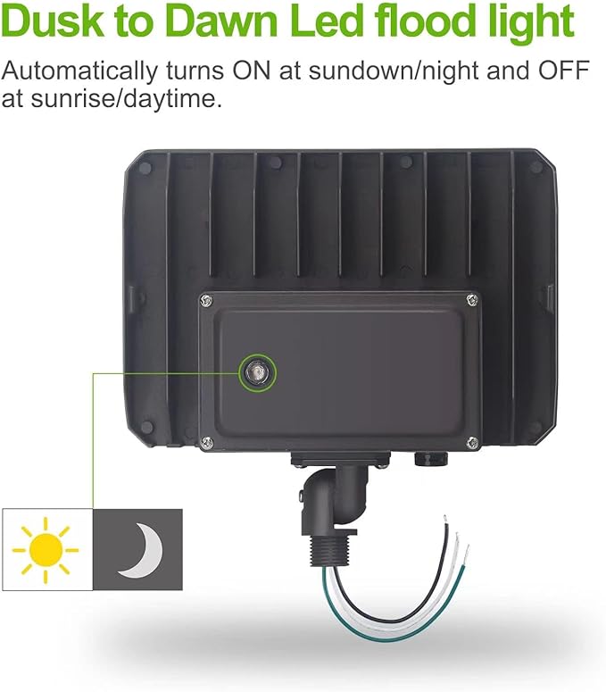 100W LED Flood Light with Knuckle Outdoor floodlight Dusk to Dawn Photocell 5000K 14000lm AC100-277V Equivalent 1000W ETL Waterproof Wall Mount LED Security Light for Yard Garden 2 Pack