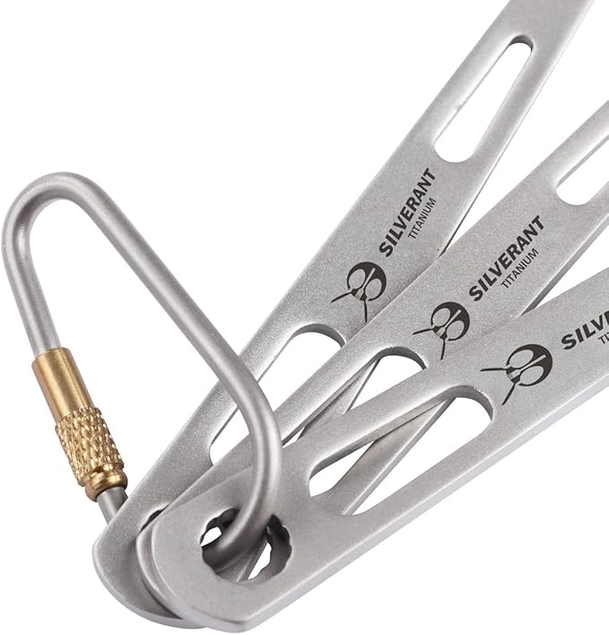 SILVERANT Titanium Camping Flatware Knife Fork &amp Spoon 3 Piece Camping Cutlery Set Lightweight Tableware for Lunch Box Outdoor Camping &amp Hiking Comes with Drawstring Bag &amp Carabiner- Pol