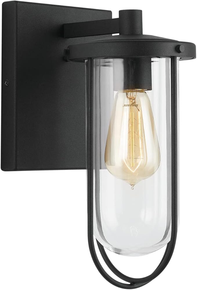 Capital Lighting 934211BK Corbin Clear Glass Outdoor Wall Sconce 1-Light 100 Watt 12 H x 6 W Black
