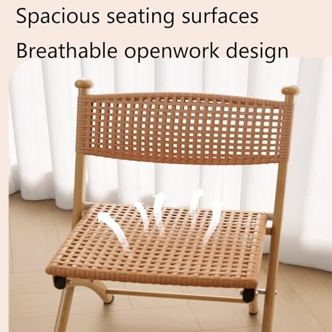 Portable Folding Camping Stool - Lightweight Collapsible Chair for Kitchen and Guests Rattan Design Compact and Easy to Store Ideal for Outdoor Use