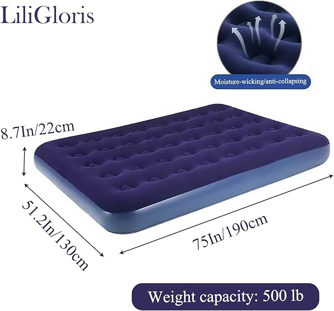 Foldable Inflatable air Mattress Suitable for Indoor and Outdoor air Mattress Thickened Waterproof can be Used for Camping Tents (excluding Inflation Tools (Small Double)