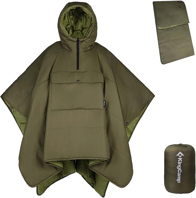 KingCamp Wearable Hoodie Blanket Poncho Ultralight Water-Repellent Wearable Sleeping Bag for Sports Camping for Teens Kids
