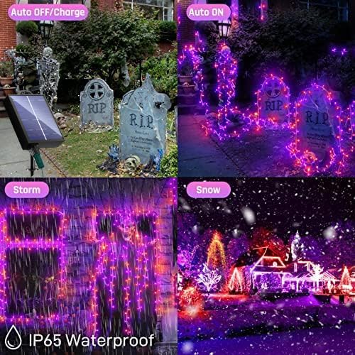 New Upgraded Orange and Purple Solar Halloween Lights 19 Modes 2 Pack Total 144FT 400 LED Solar String Lights Outdoor Waterproof Solar &amp USB Rechargeable for Halloween Decorations Orange &amp P