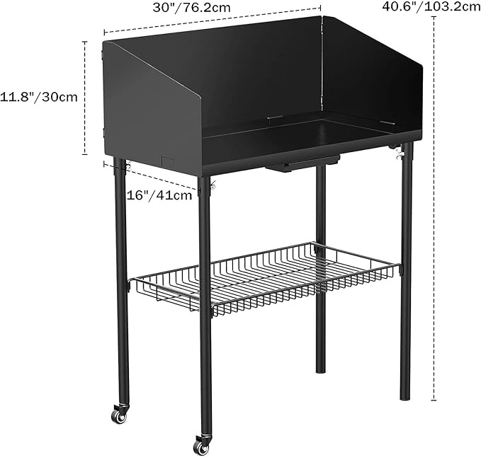 only fire Outdoor Camp Cooking Table for Dutch Ovens and Food Preparation Collapsible Grill Table Camping Kitchen Station with Side Windscreen &amp Storage Basket for Backyard BBQ Picnic RV