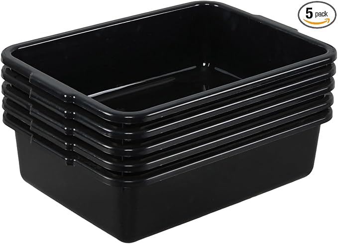 Asking 5 Pack 8 L Small Commercial Bus Tubs Plastic Restaurant Bus Box Black