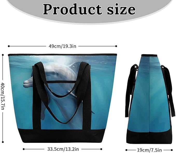 Insulated Shopping BagLarge Reusable Cooler Bags Winter The Dolphin Printed Foldable Shopping BagTravel Waterproof Shoulder Bag