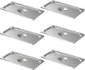 1/3 Size Slotted Steam Table Pan Cover with Handle 6-Pack Hotel Pan LidsAnti-Jam Food Pan Cover Catering Food Cover for Stainless Steel Metal Tray Set