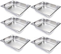 6 Pack Half Size Hotel Pans 1/2 Size Steam Table Pan 2.5 Inch Deep Commercial Stainless Steel Pan for Food Catering Pan for Hotel Buffet Restaurant and Party
