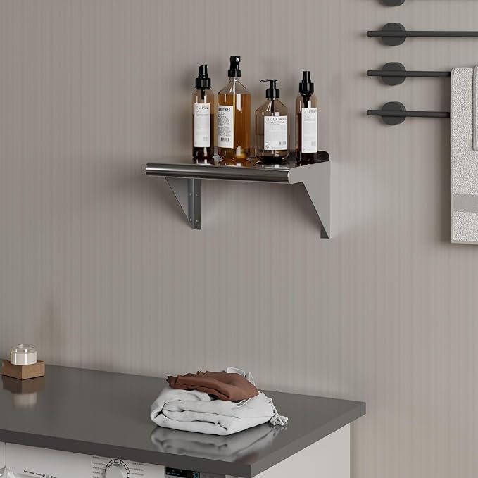 AmGood 10 in. x 16 in. Stainless Steel Wall Shelf | NSF Certified | Appliance &amp Equipment Metal Shelving | Kitchen Restaurant Garage Laundry Utility Room