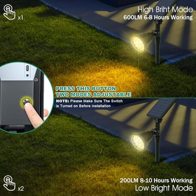 Solar Spot Lights Outdoor Waterproof Solar Landscape Spotlights 18 LED 2-in-1 Uplights Adjustable Flag Pole Lights Solar Powered 3000k Warm White for Garden Yard Driveway Pathway