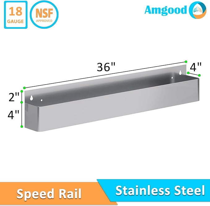 36 in. Single Tier Stainless Steel Speed Rail Rack for Commercial Bars NSF