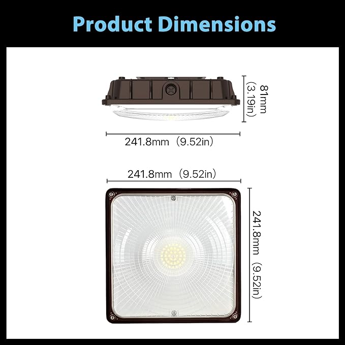 HYPERLITE LED Canopy Light Outdoor: 60W 4-Pack UL Listed 8400LM 5000K Exterior LED Canopy Light Fixture Surface Mount for Parking Garage Gas Station