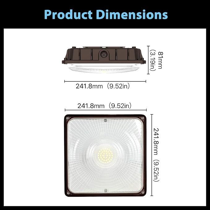 HYPERLITE LED Canopy Light Outdoor: 60W 2-Pack UL Listed 8400LM 5000K Exterior LED Canopy Light Fixture Surface Mount for Parking Garage Gas Station