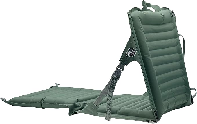 Crazy Creek Inflatable AirLounger Original Chair for Camping Backpacking Beaches Comfort on All Terrains Adjustable Straps Compact Design Dual Purpose Chair and Pad in one Spruce