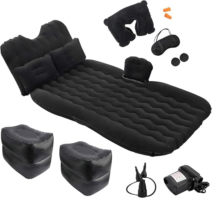 Inflatable Car Mattress Camping Mattress with Automatic Air Pump Portable Inflatable Sleeping Pad Rear Seat Inflatable Bed 72 Hours Leak Test